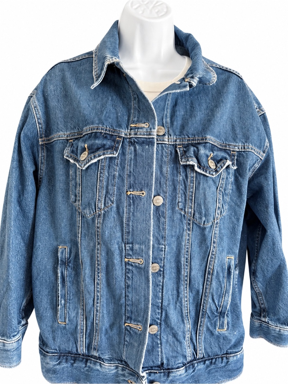 LOFT Women’s Relaxed Denim Trucker Jacket Medium Wash Size Small